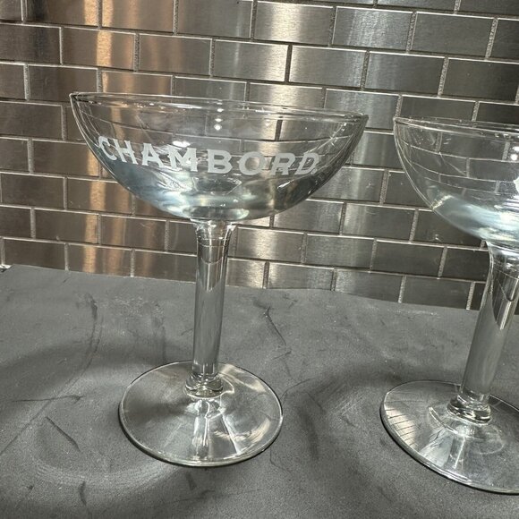 Vintage Chambord Coupe Cocktail Glasses Set Of 2 Etched Stemmed Barware - Picture 3 of 7